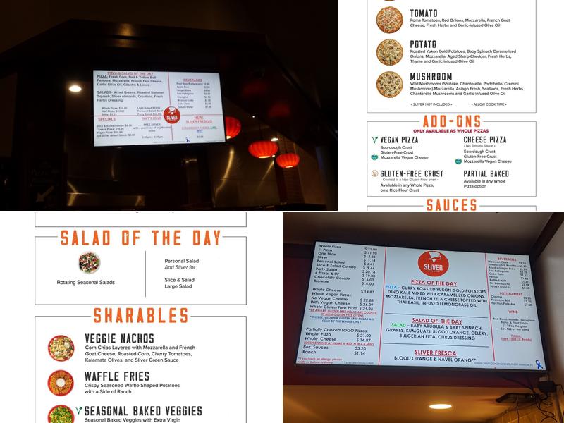 Sliver Pizzeria Menu