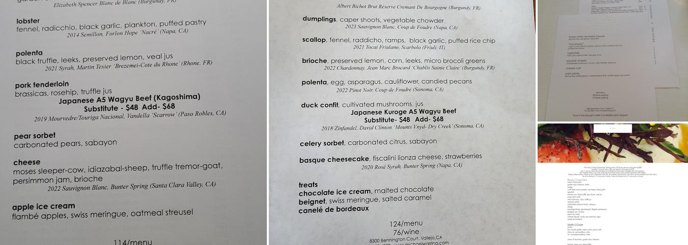 Michael Warring Menu