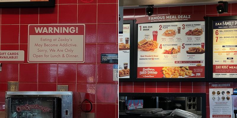 Zaxbys Chicken Fingers & Buffalo Wings Menu
