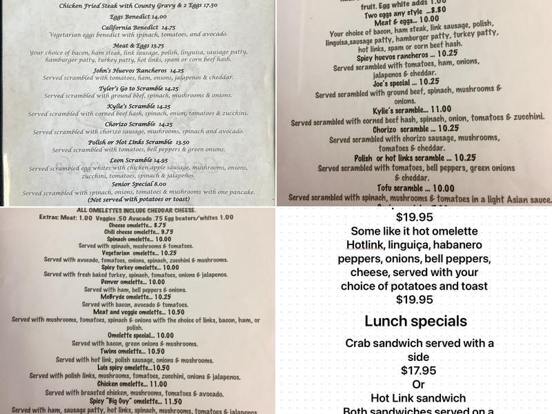 Cafe McBryde Menu