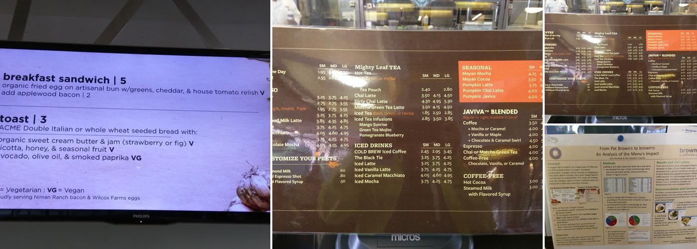 Brown's Menu