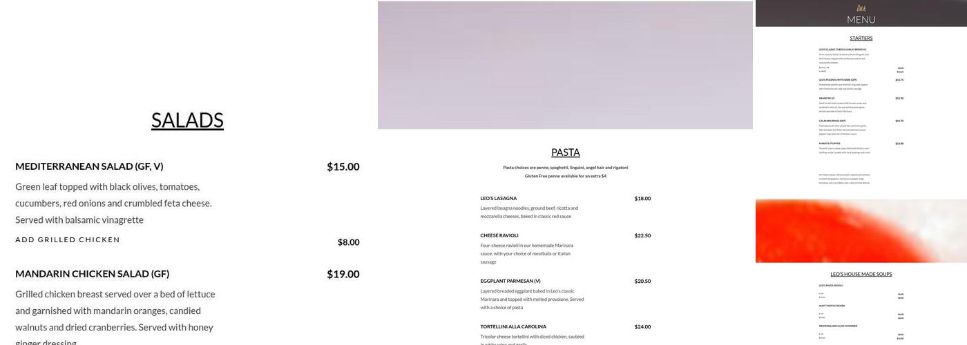 Leo's Ristorante Menu