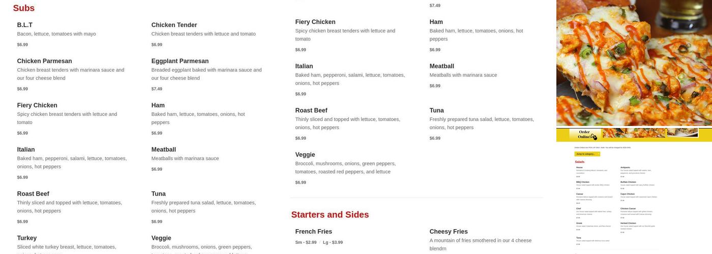 West Main Pizza Menu