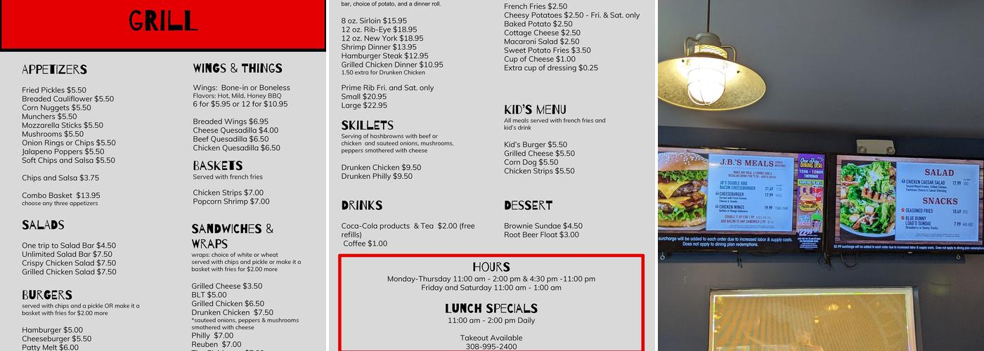 JB's Sports Bar and Grill Menu