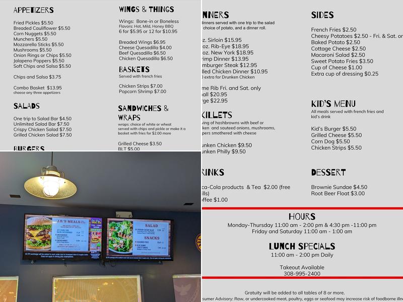 JB's Sports Bar and Grill Menu