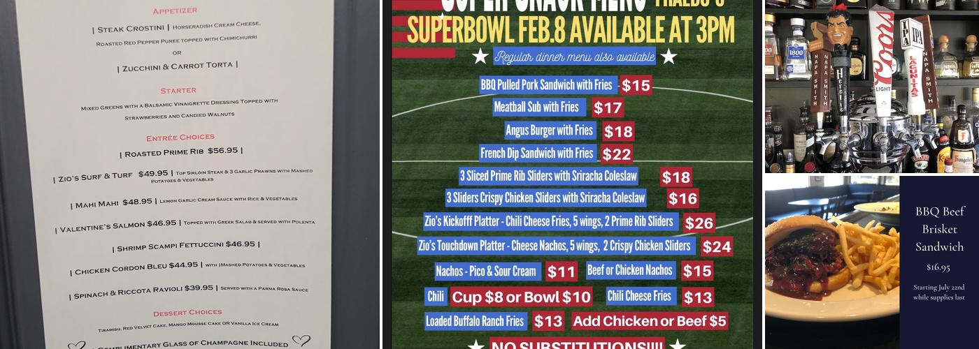 Zio Fraedos Menu