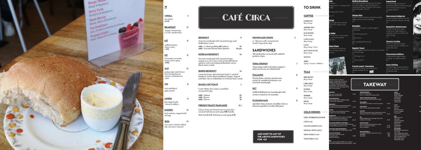 Cafe Circa Menu