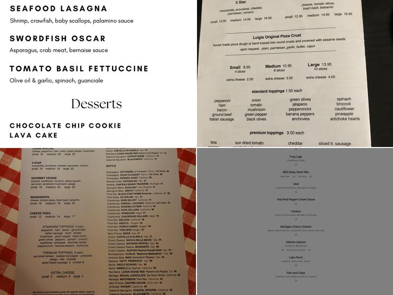 Luigi's Original Restaurant Menu