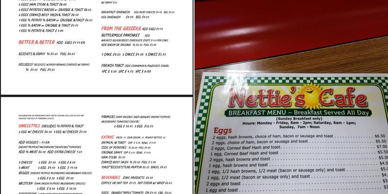 Nettie's Cafe Menu