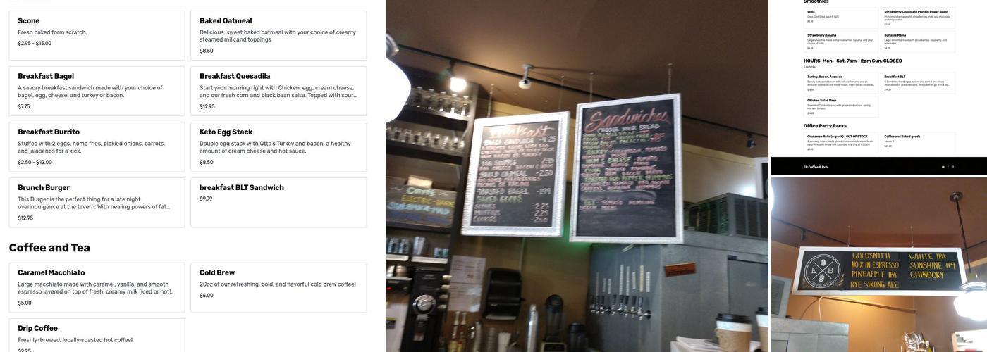 EB Coffee & Pub Menu