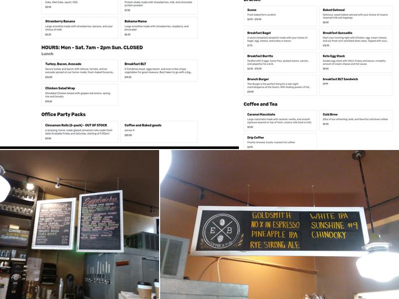 EB Coffee & Pub Menu