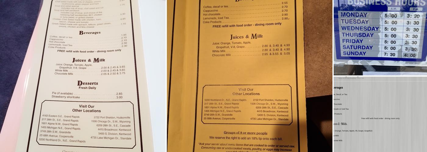 New Beginnings Restaurant Menu