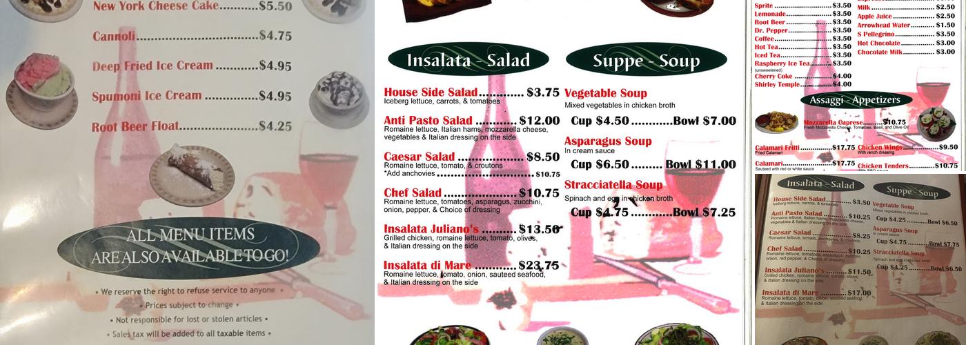 Juliano's Italian Restaurant Menu