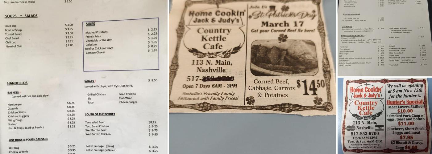 Country Kettle Cafe Menu