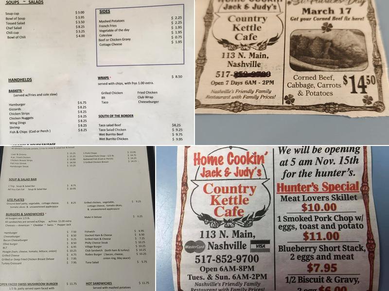 Country Kettle Cafe Menu