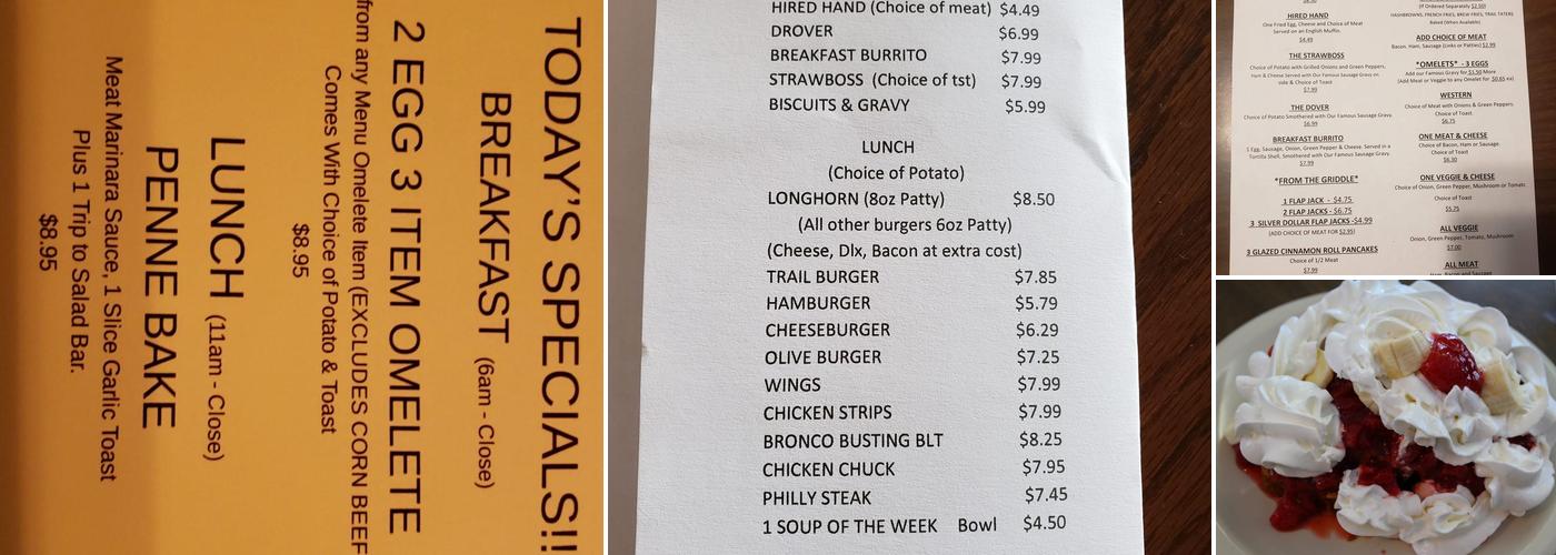 Shirley's Chuckwagon Cafe Menu