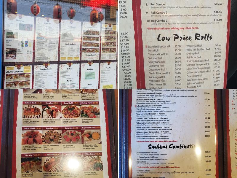 Samurai Sushi Menu