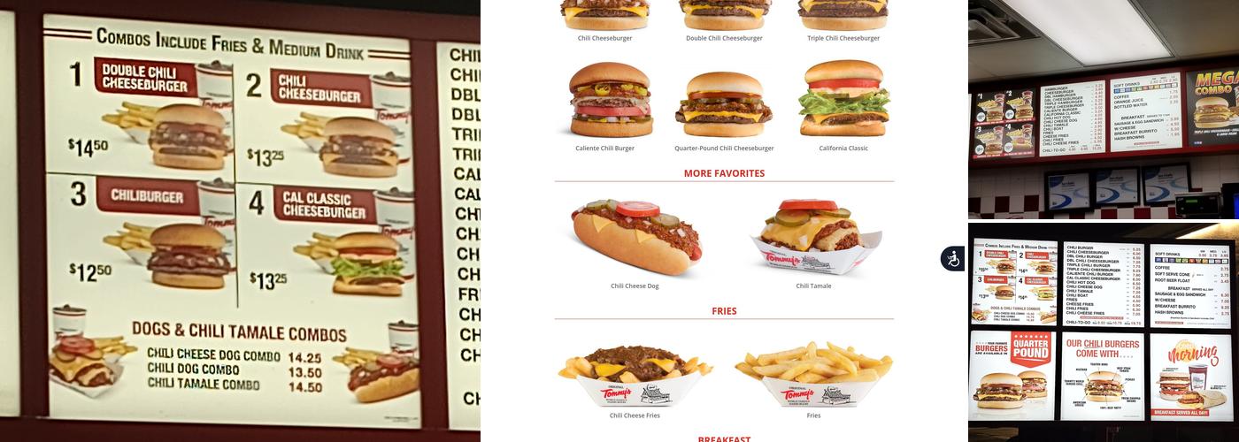 Original Tommy's World Famous Hamburgers Menu