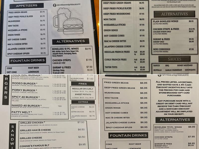 M 40 Bar & Grill Menu