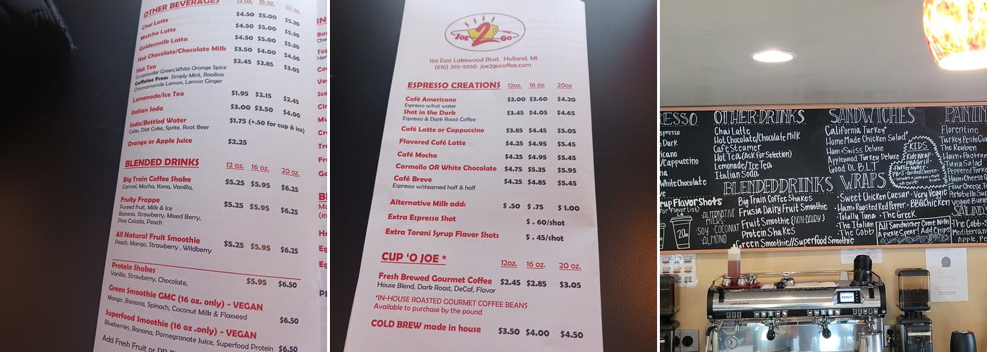 Joe2Go LLC Menu