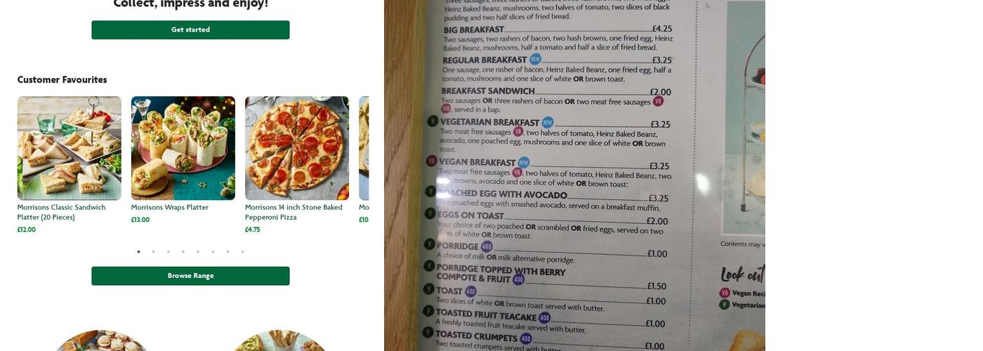 Morrisons Cafe Menu