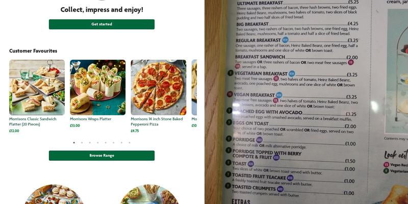 Morrisons Cafe Menu
