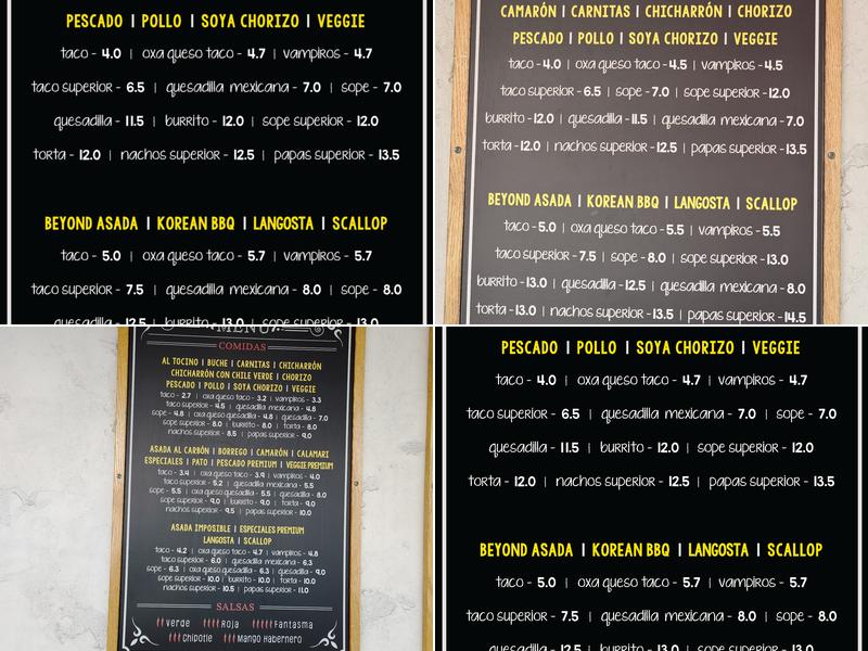 Ixtaco Taqueria Menu