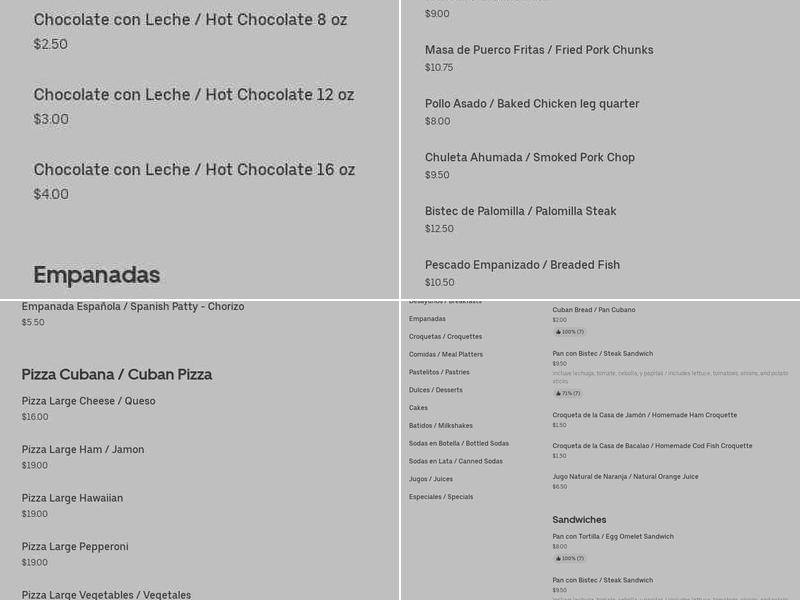 La Catalana Bakery & Pizza Menu