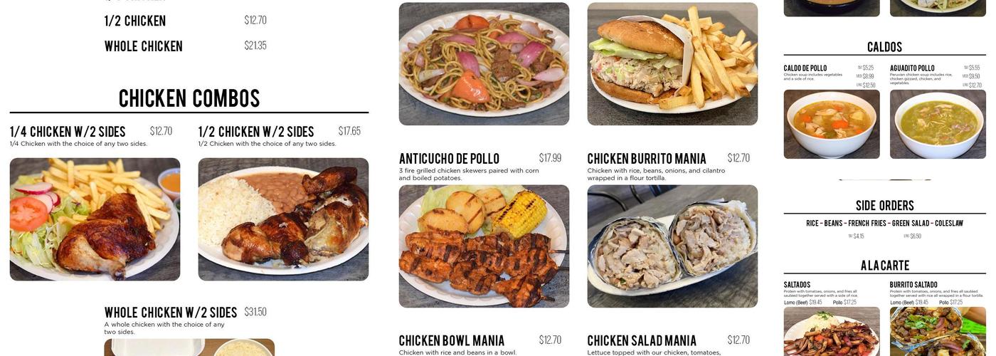 Pollo Mania Menu