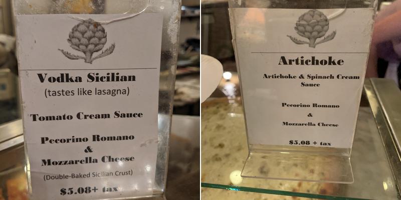 Artichoke Basille's Pizza Menu