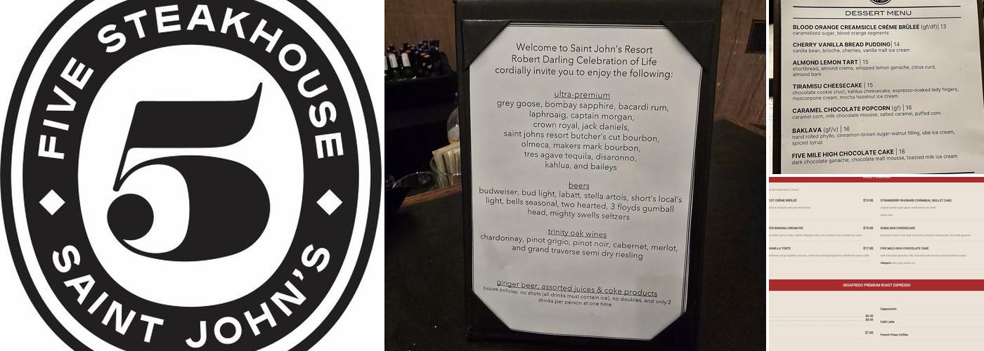 FIVE Steakhouse Menu