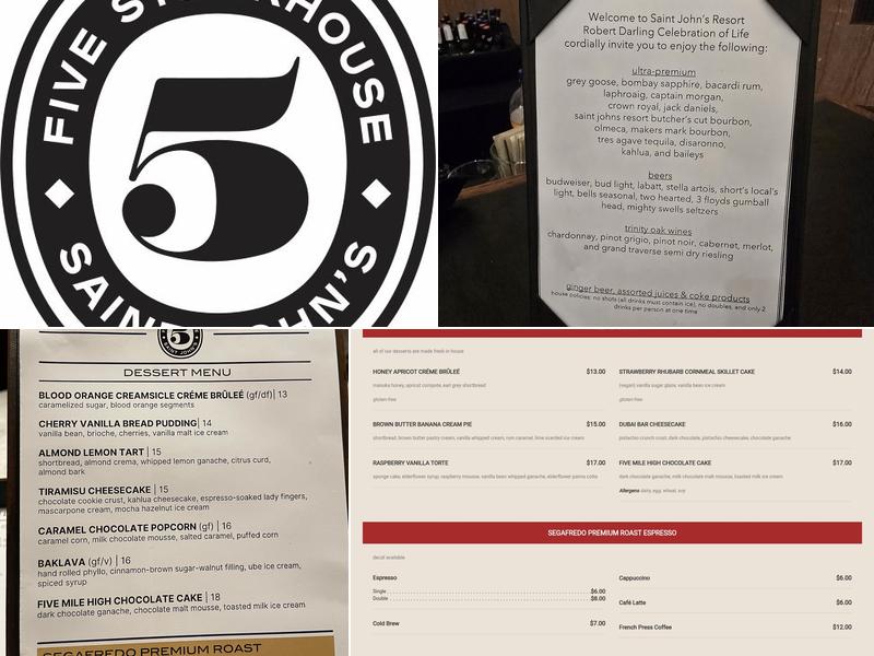 FIVE Steakhouse Menu