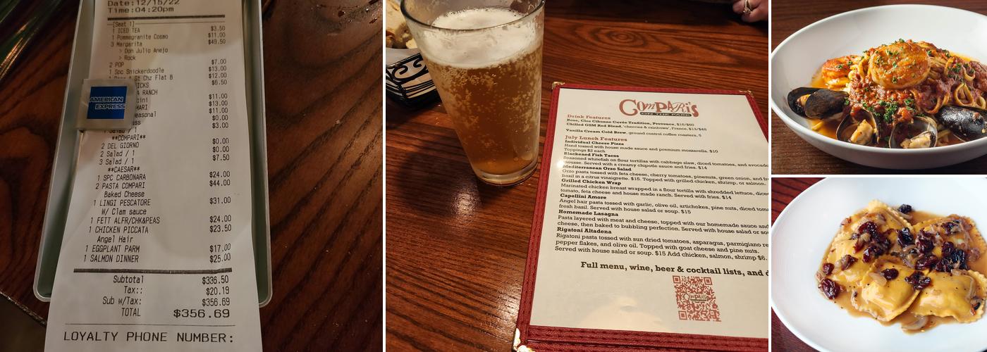 Compari's On the Park Menu