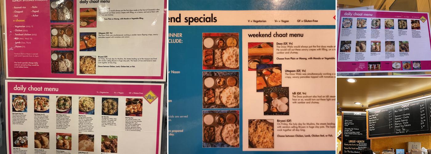 Viks Chaat Menu