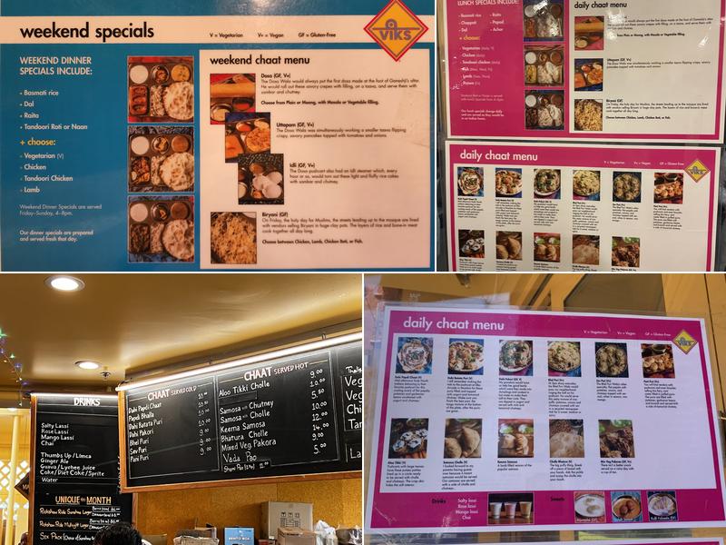 Viks Chaat Menu