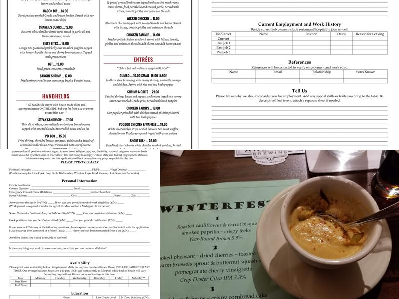 Fat Cam's at Garver Lake Menu