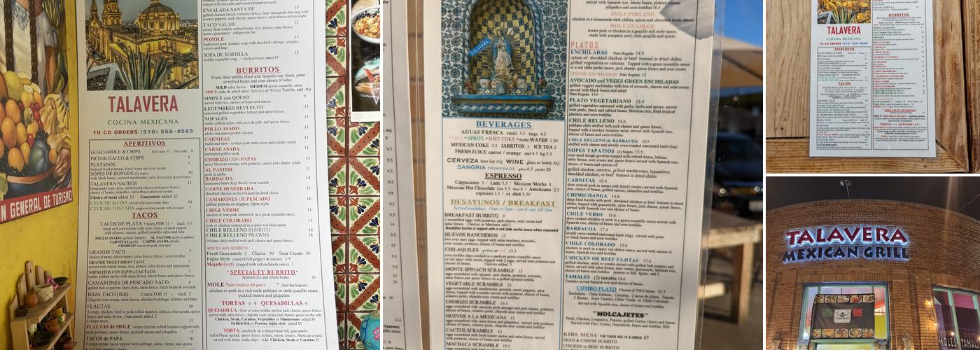 TALAVERA Menu