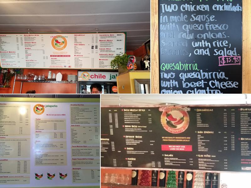 Chile Jalapeño Taquería Menu