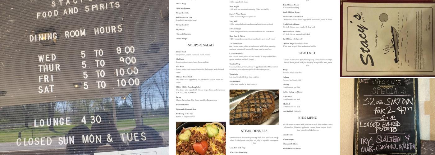 Stacy's Food & Spirits Menu