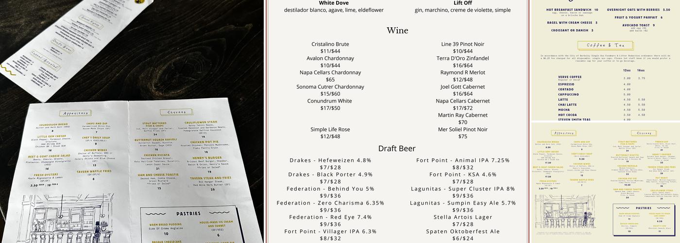 Henry's Bar & Restaurant Menu