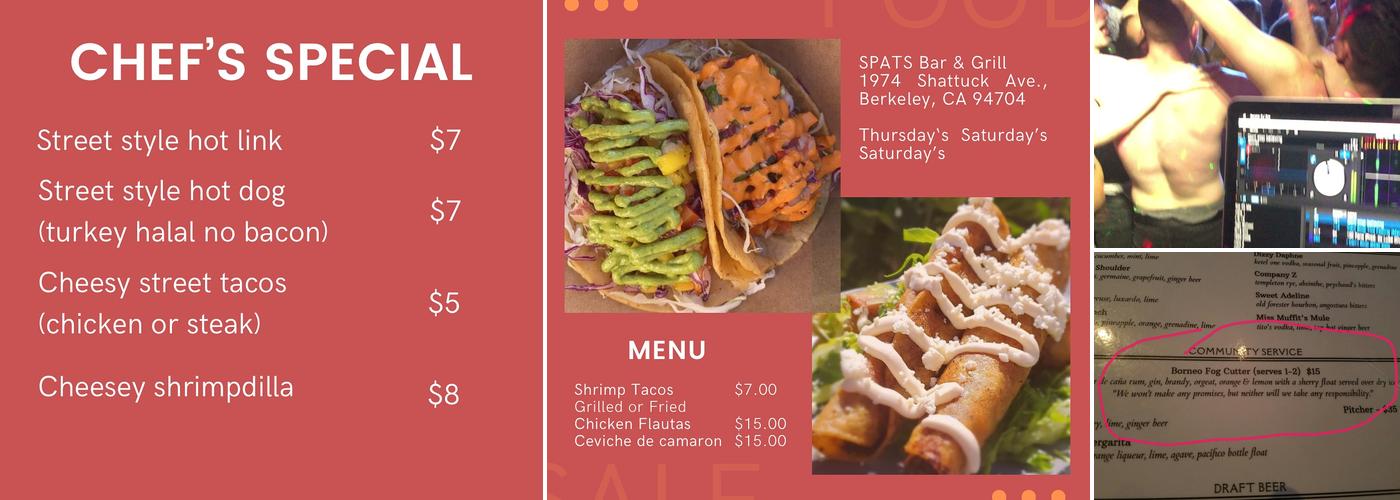 Spats Berkeley Menu
