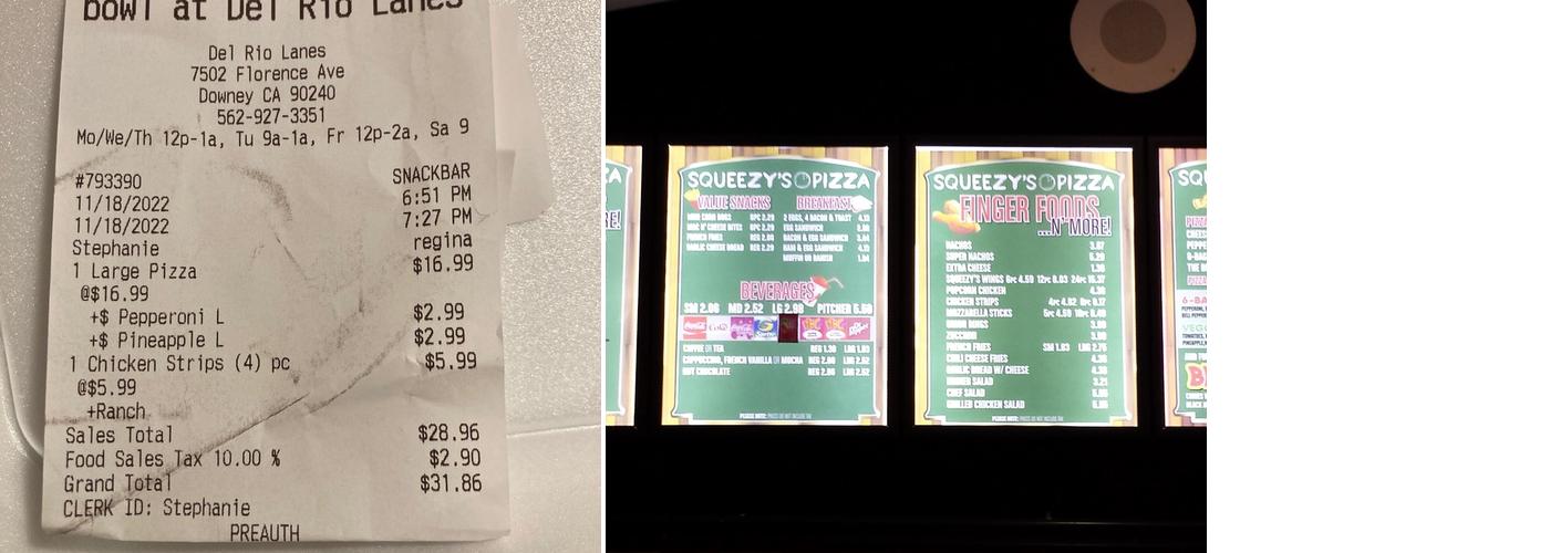 Squeezy's Pizza Menu