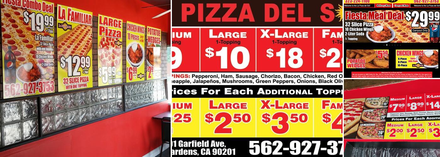 La Pizza Del Sol Menu