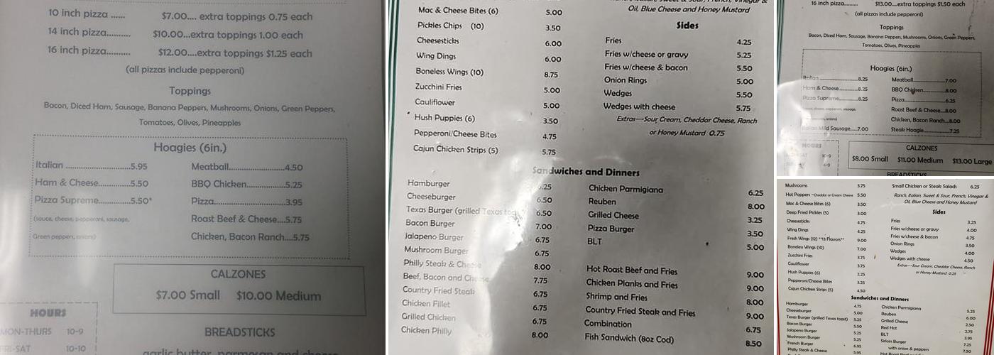 Rebecca's Restaurant & Lounge Menu