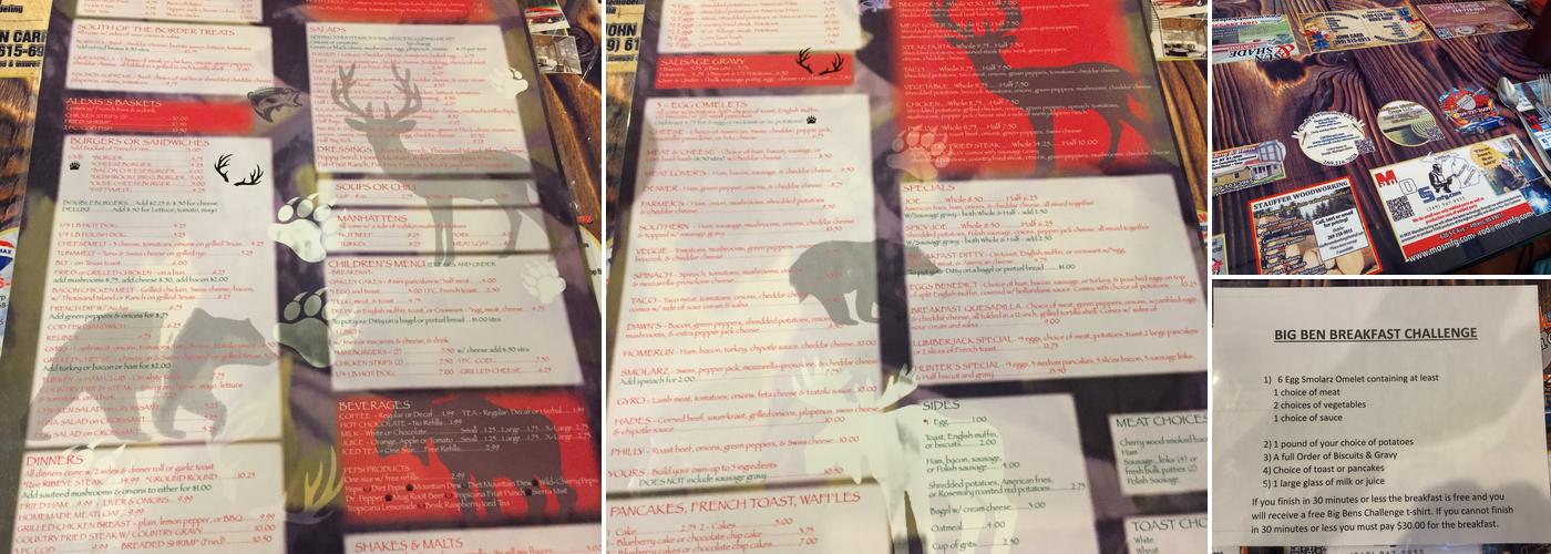 Dawn's Cafe Menu
