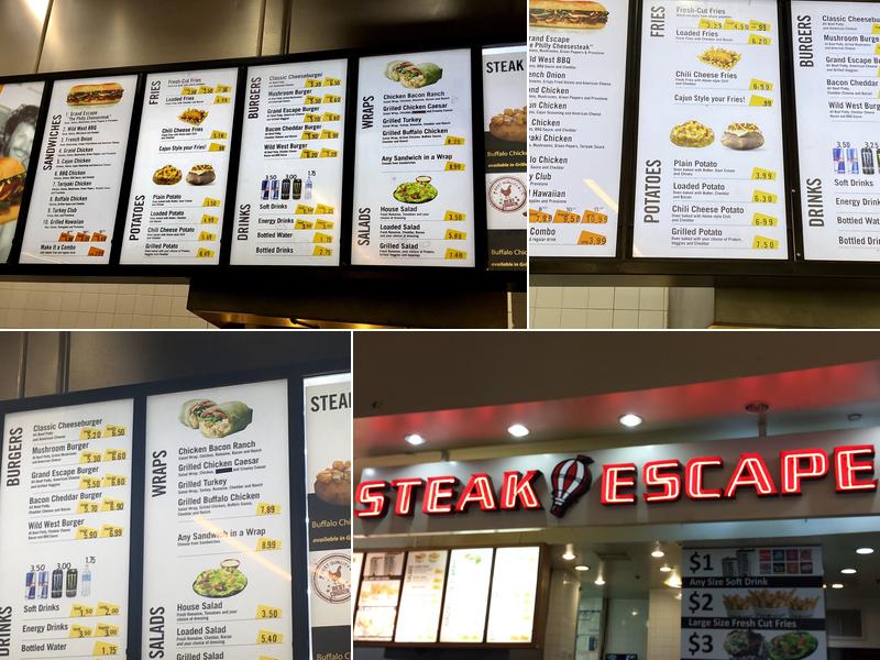 Steak Escape Sandwich Grill Menu