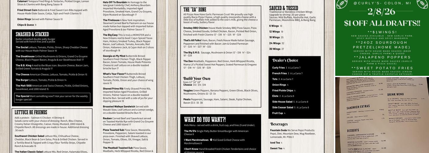 Curlys Inc Menu