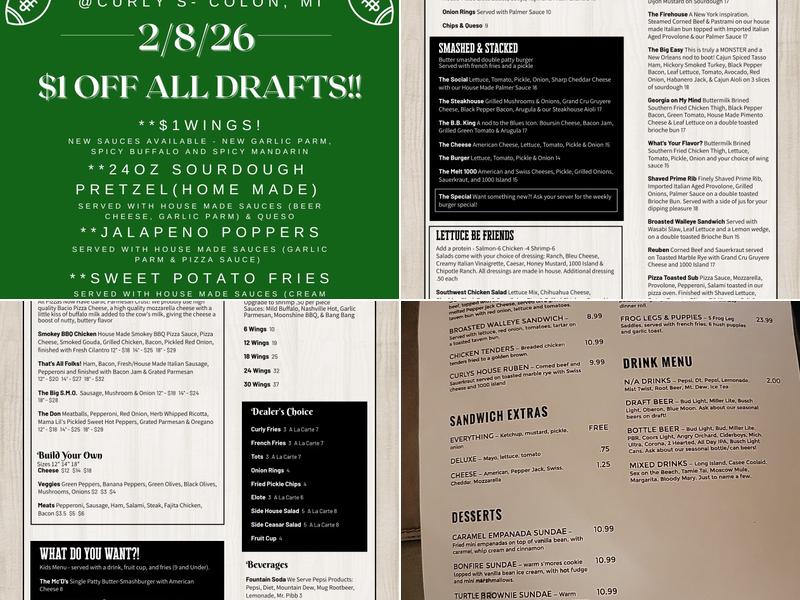 Curlys Inc Menu