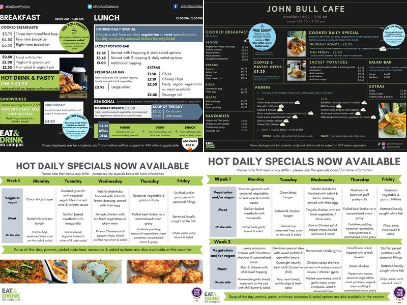 John Bull Cafe Menu