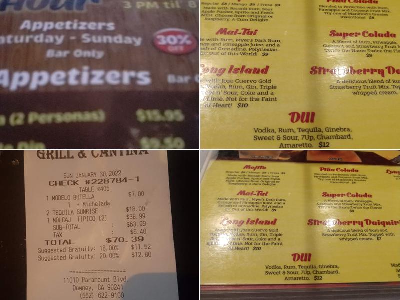 La Barca Grill & Cantina Menu